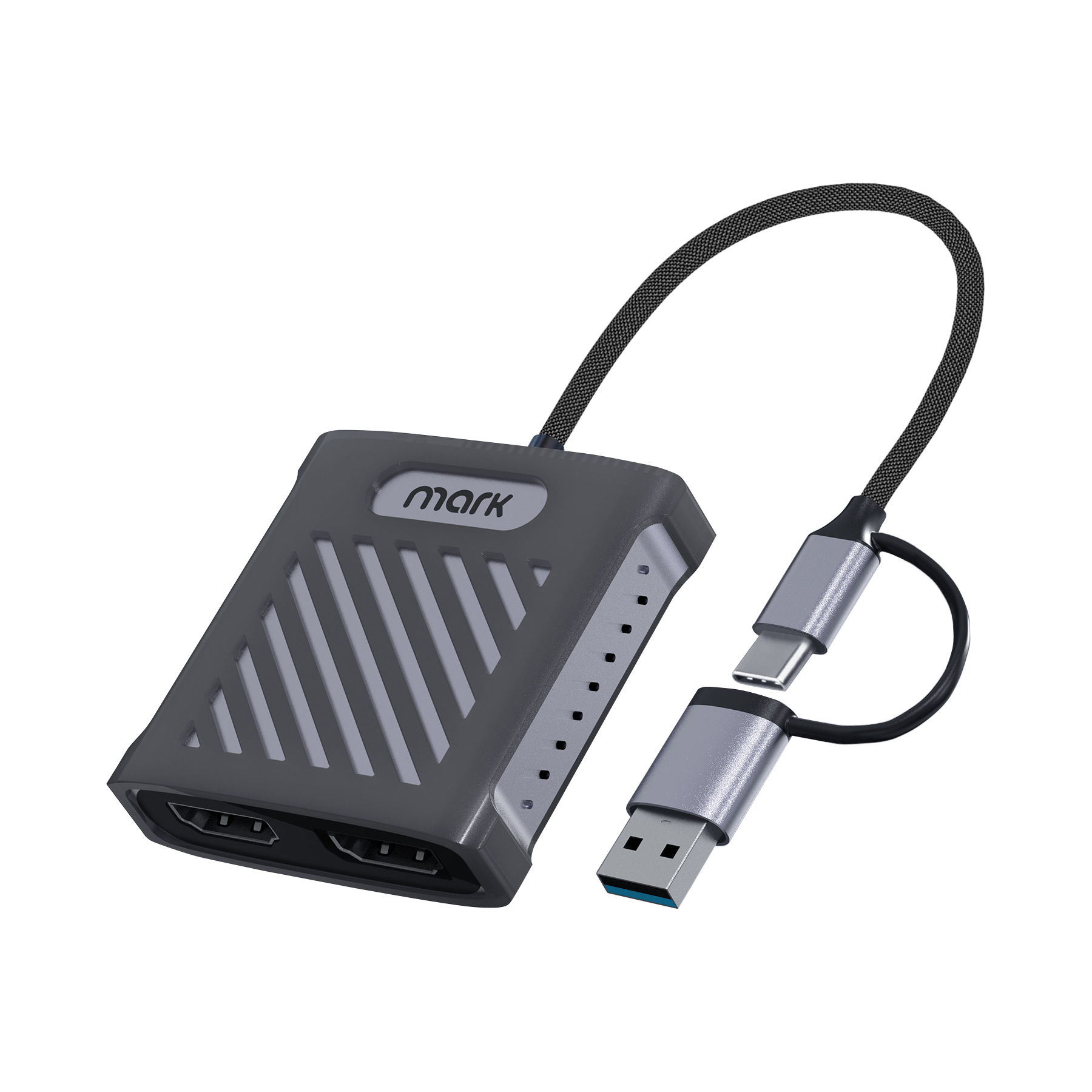 WH7222 USB-A USB-C to Dual 4K@60Hz HDMI Adapter