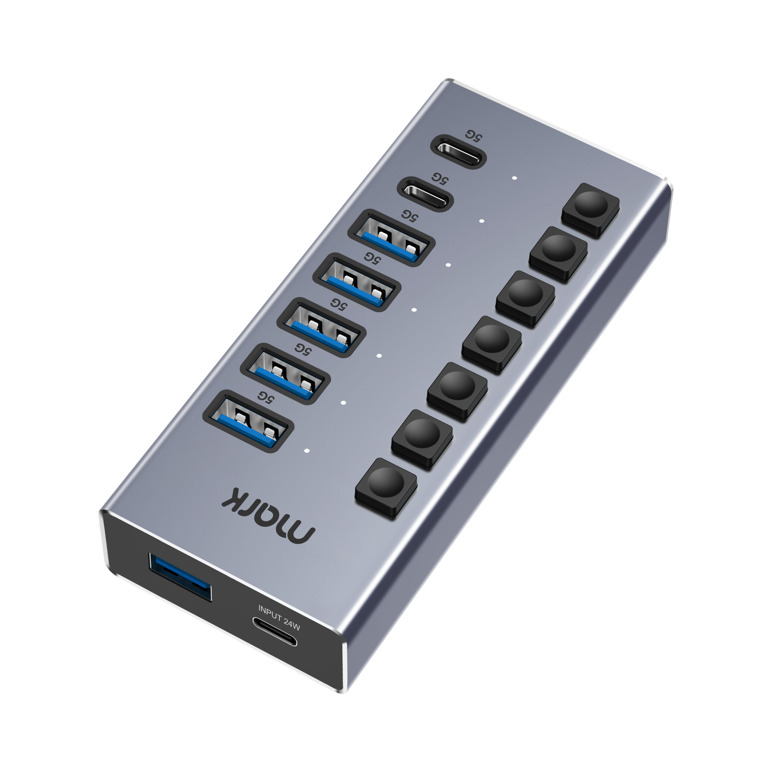 WH3708 7-Port Powered USB Hub with Individual Switches