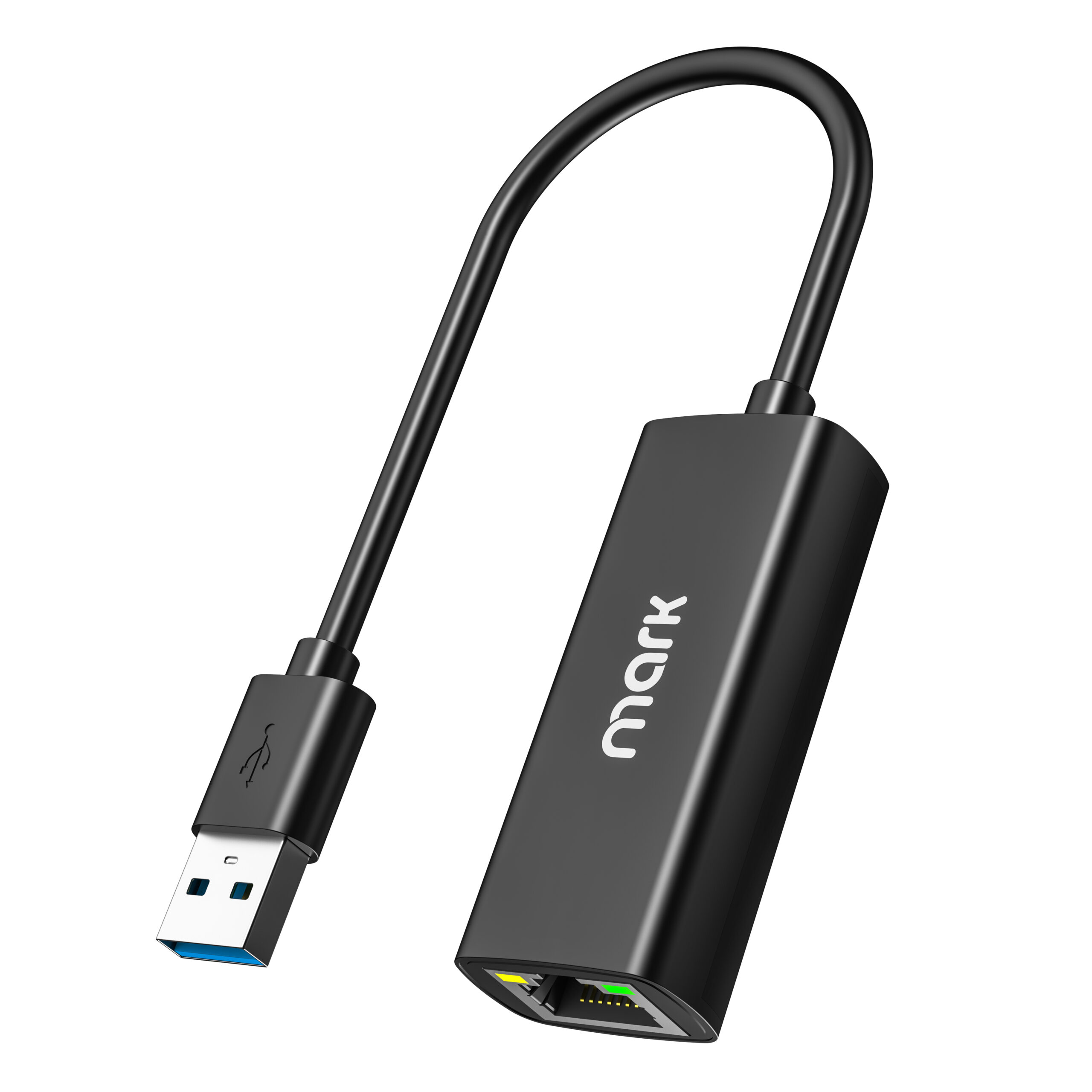 WH7504 USB-A to 2.5G Ethernet Adapter connected to a laptop