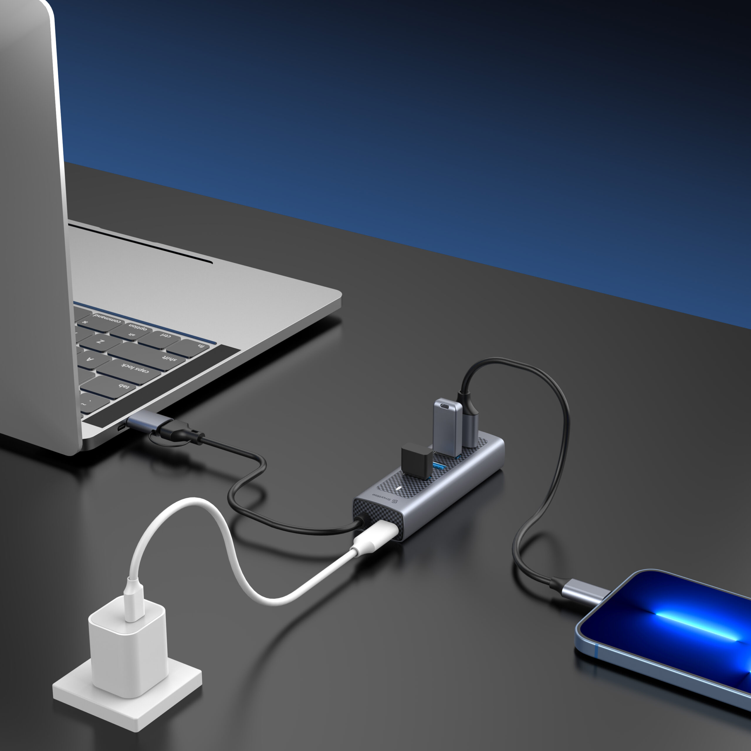 WH3233D 4-Port USB Hub Connected to Multiple Devices