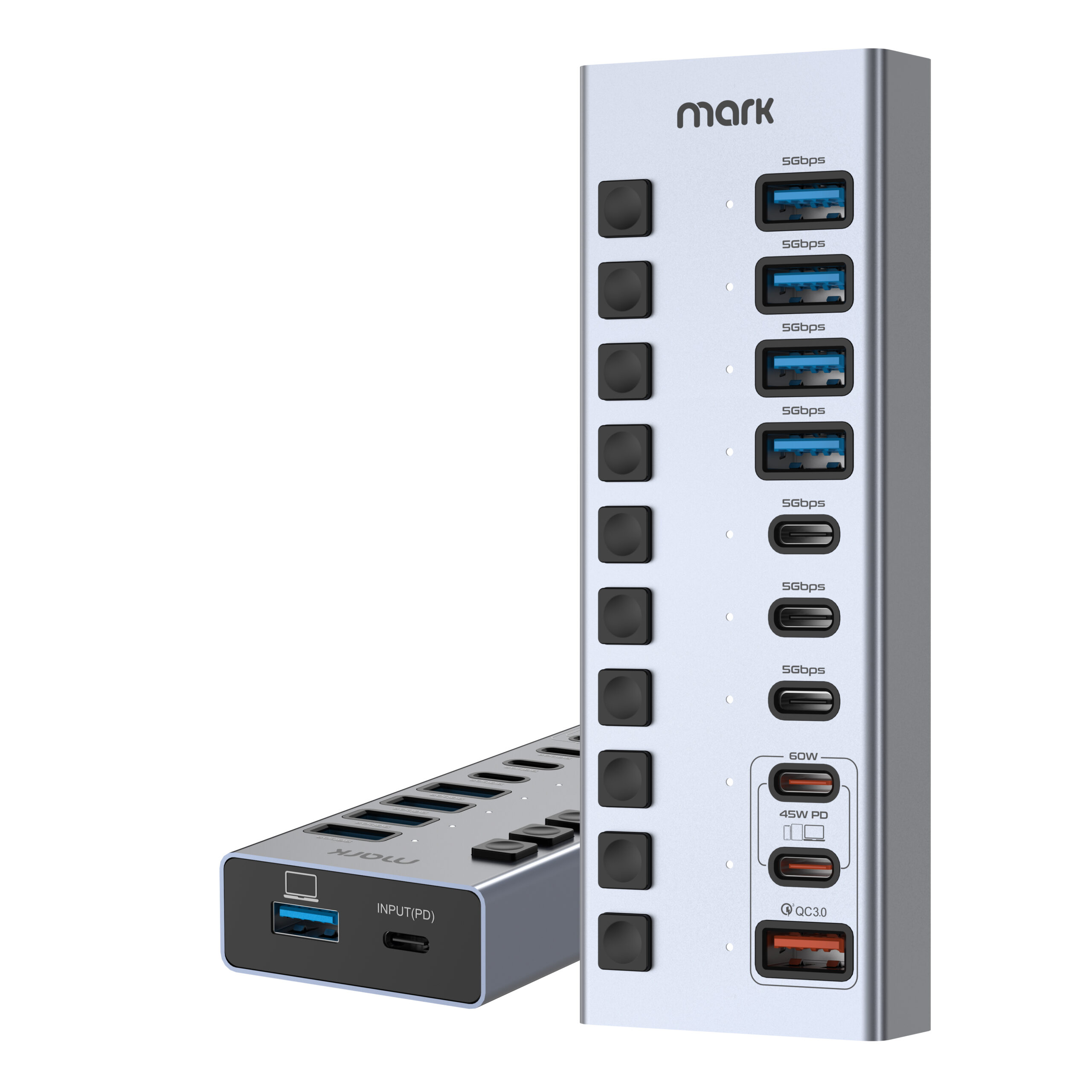 WH3712 10-Port Powered USB Hub with Individual Switches