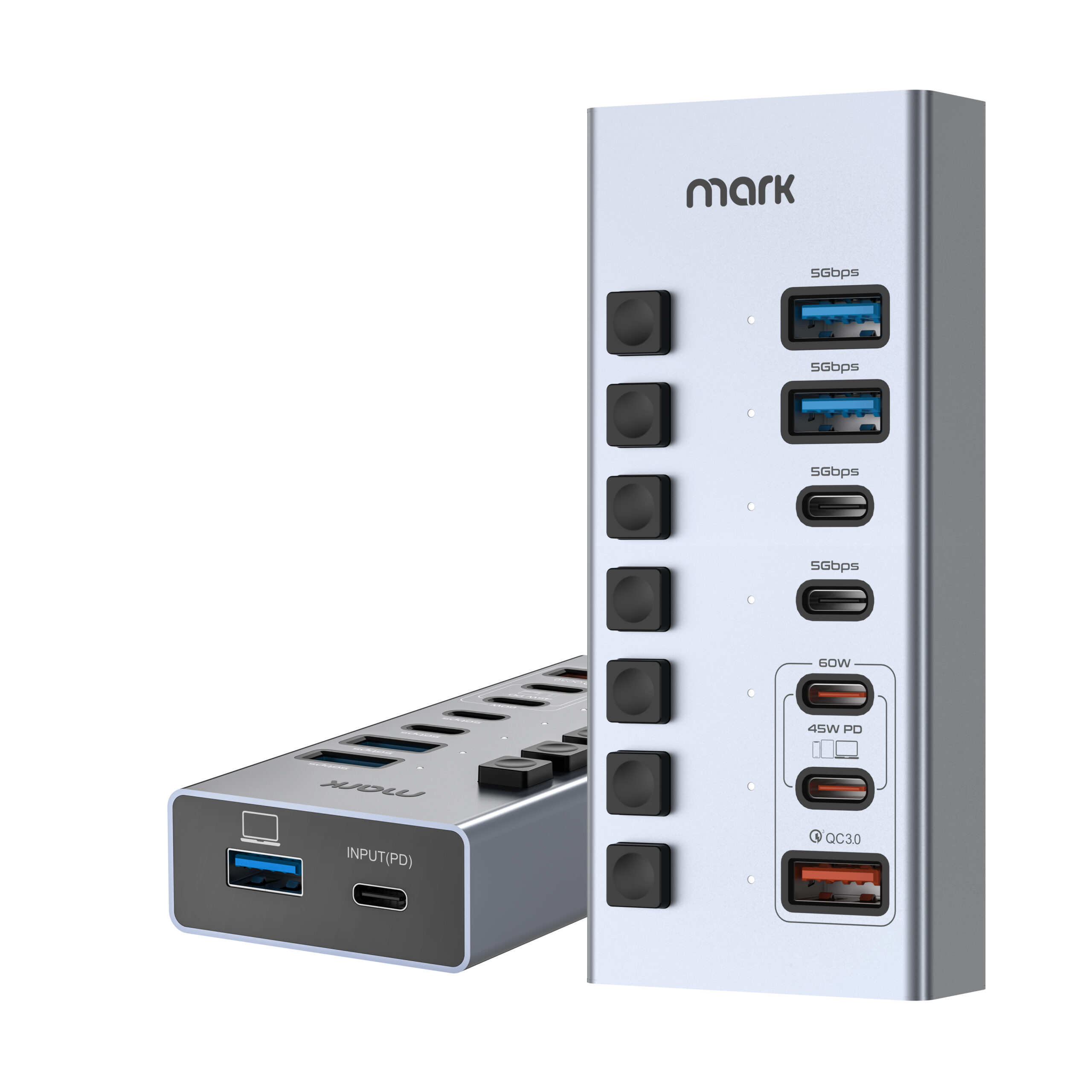 WH3713 7-Port Powered USB Hub with Individual Switches