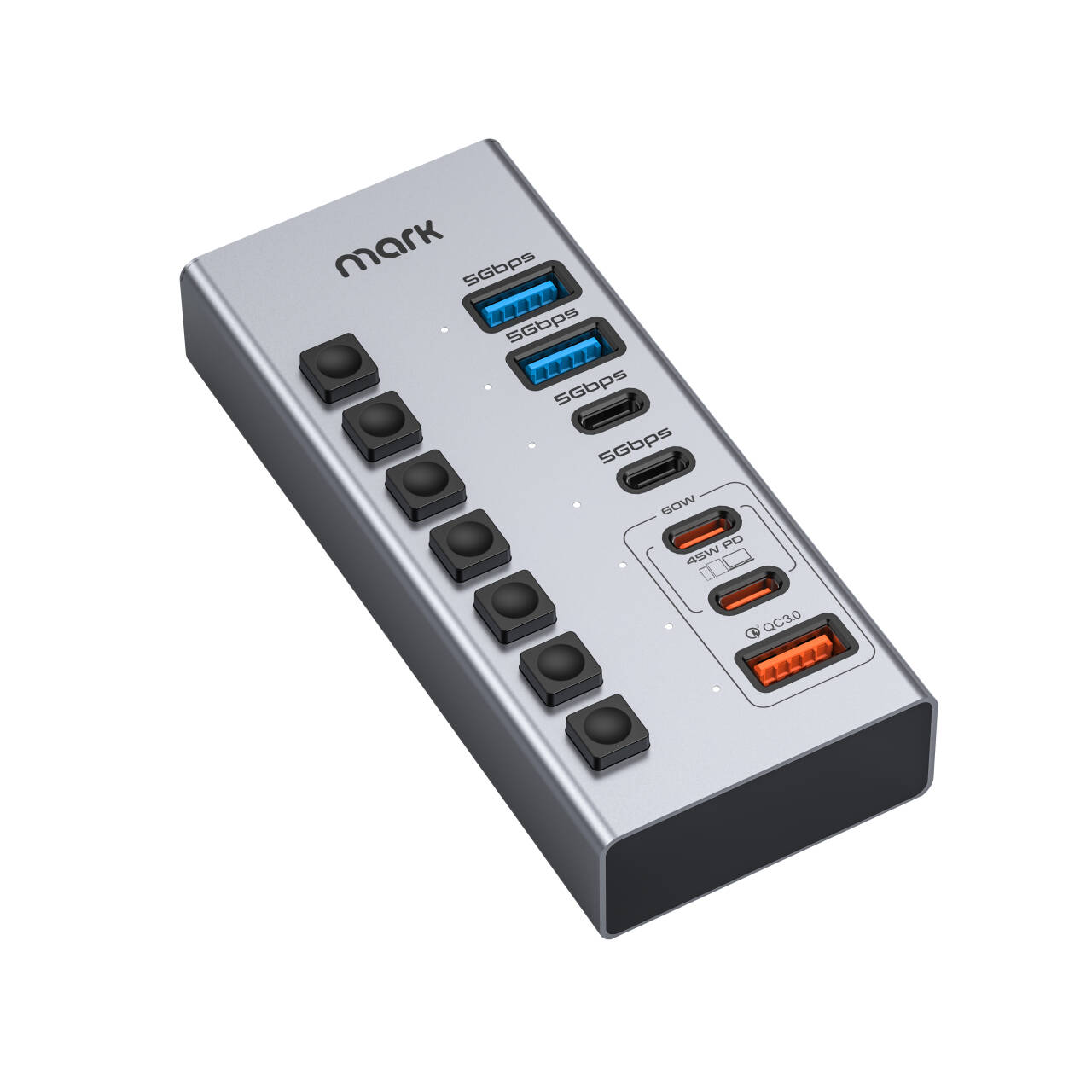 WH3713 Powered USB Hub for Data Transfer and Device Charging