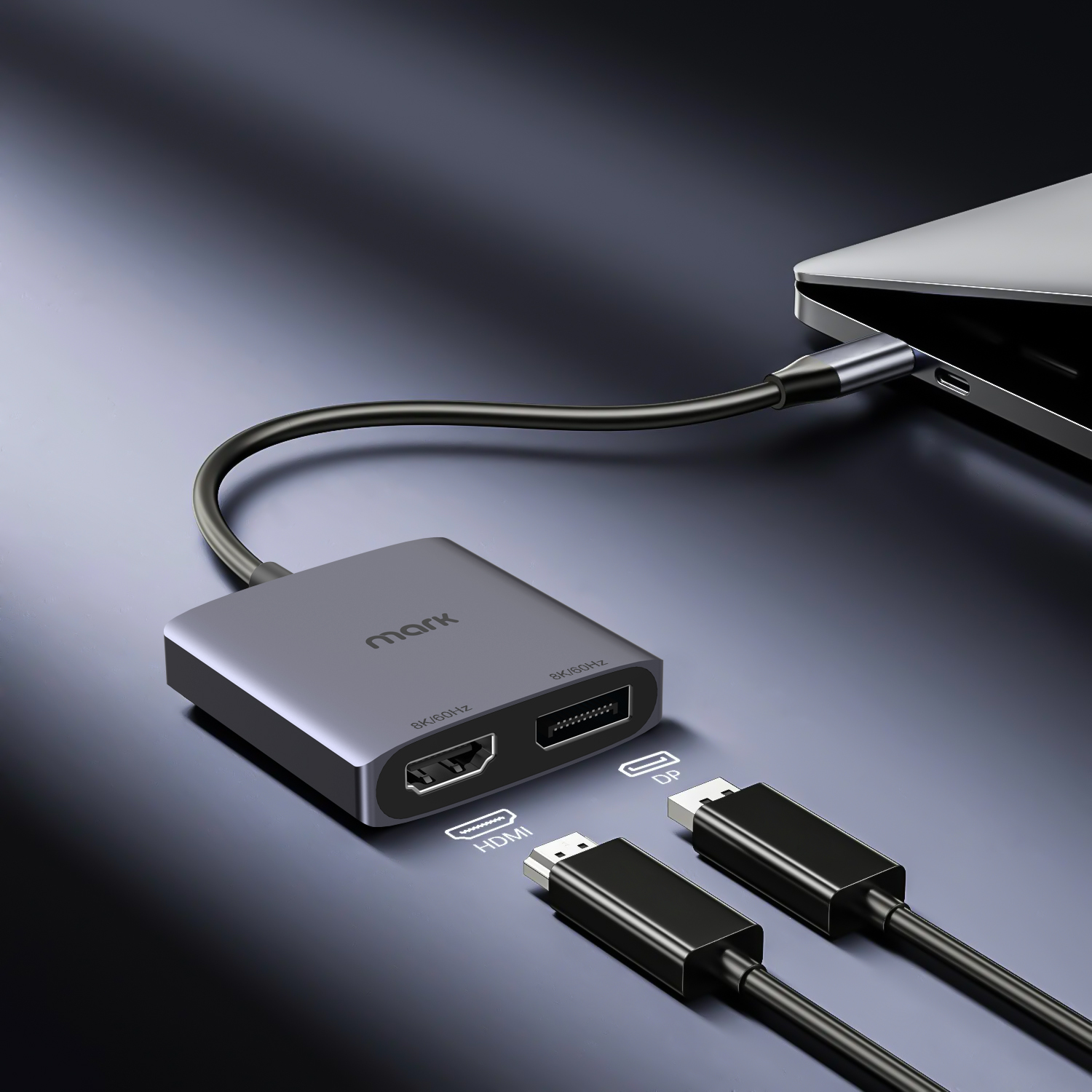 WH7224 USB-C Adapter Connecting an HDMI or DisplayPort Display